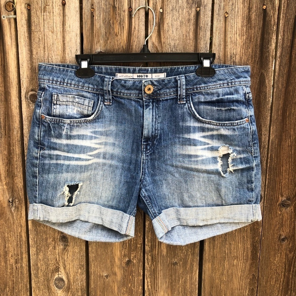 Topshop distressed denim shorts